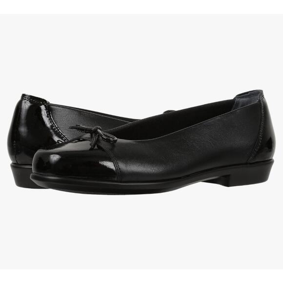 SAS Tripad Coco Ballet Flat Size 8 Black Leather Bow Academia Twee Y2K Comfort - Picture 1 of 16